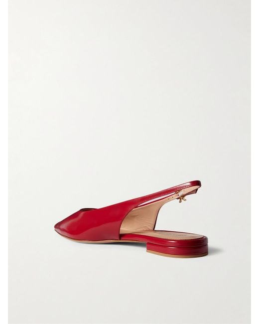 Gianvito Rossi Red Robbie Flache Slingback-Schuhe Aus Lackleder