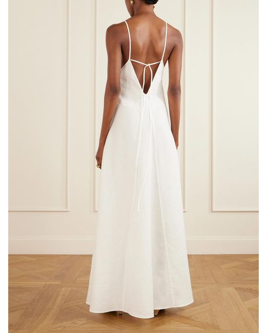 Another Tomorrow White Linen-Canvas Maxi Dress