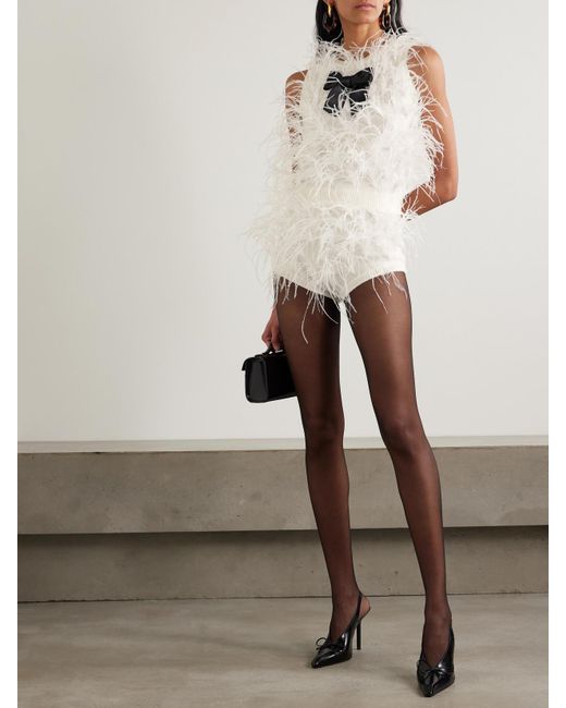 ShuShu/Tong Natural Shorts Aus Einer Wollmischung Mit Federn
