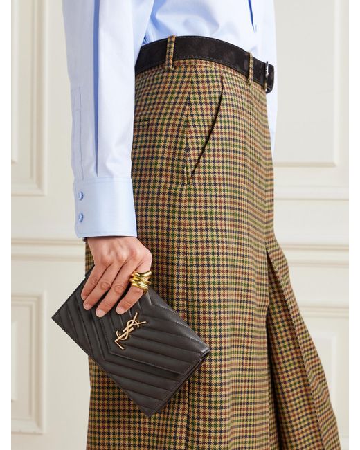 Saint Laurent Black Cassandre Envelope Matelassé Leather Shoulder Bag