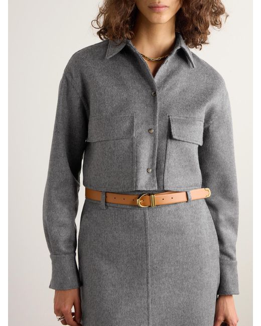 Brunello Cucinelli Gray Cropped Brushed-Wool Jacket