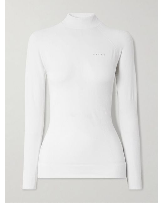 Falke White Maximum Warm Stretch-Jersey Turtleneck Top