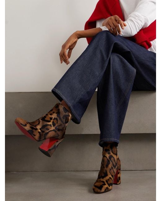 Christian Louboutin Brown Jane 85 Ankle Boots Aus Kalbshaar Mit Leopardenprint