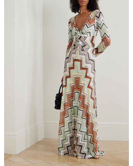 Missoni Multicolor Striped Crochet-Knit Maxi Dress