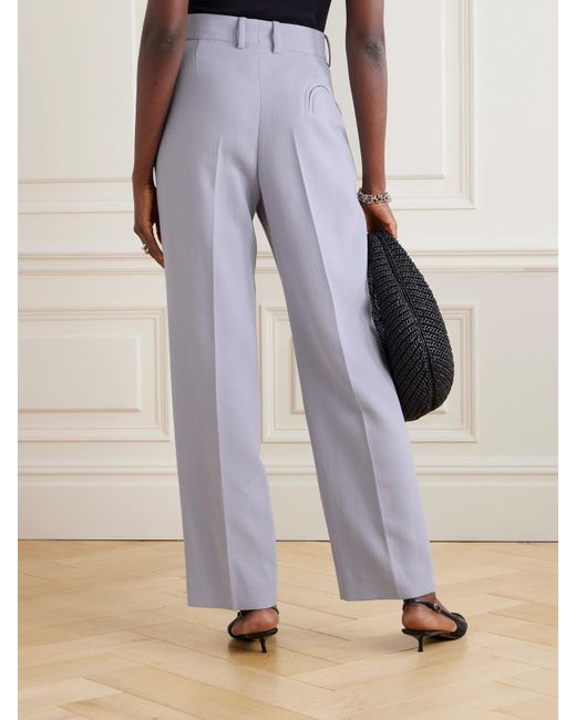 Blazé Milano Blue Fox Pleated Wool Tapered Pants
