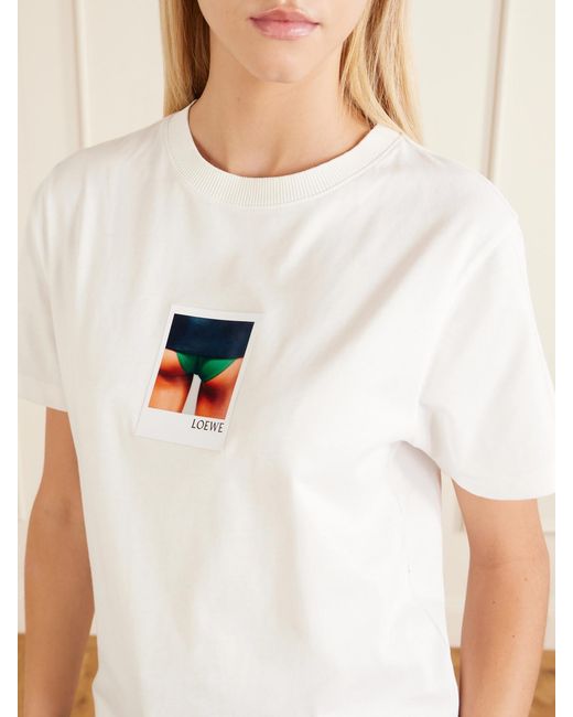 Loewe White Appliquéd Cotton-Jersey T-Shirt