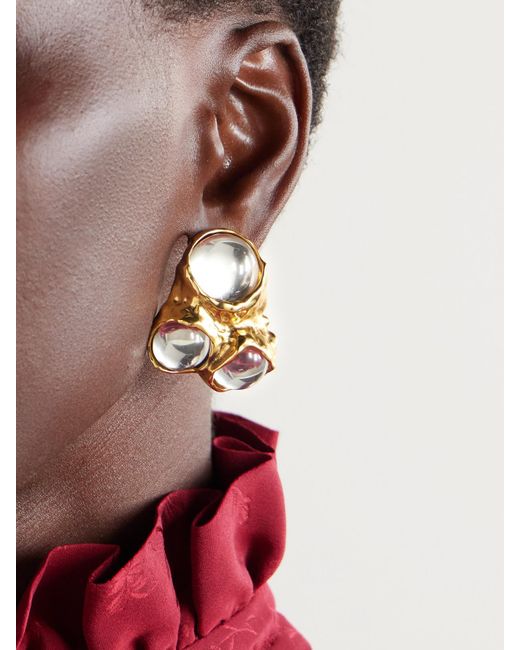 Saint Laurent Metallic Tone And Resin Clip Earrings