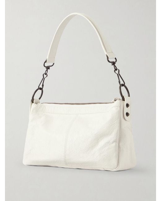Balenciaga Natural Le City Moto Mini Crinkled-Leather Shoulder Bag