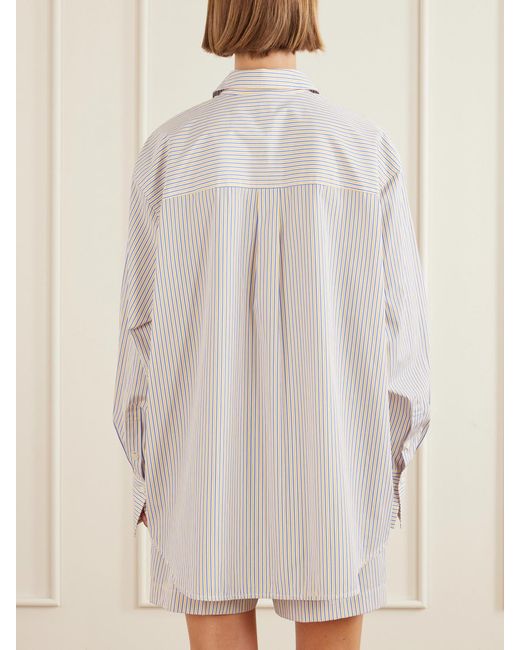 Totême  White Embroidered Striped Cotton-Poplin Shirt