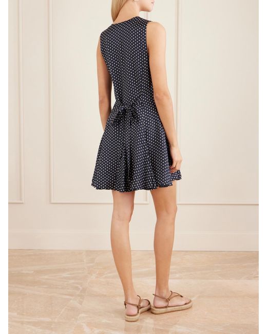 Doen Blue Aubrey Polka-Dot Silk-Blend Twill Mini Dress