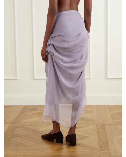 PAULINE DUJANCOURT Purple Najia Silk-Blend Chiffon Midi Skirt