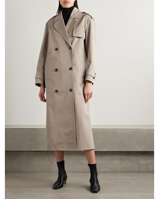 Theory Natural Double-Breasted Cotton-Blend Gabardine Trench Coat