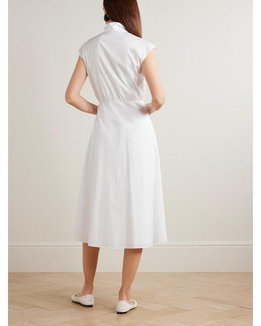 Valentino Garavani White Broderie Anglaise-Trimmed Cotton-Poplin Midi Dress