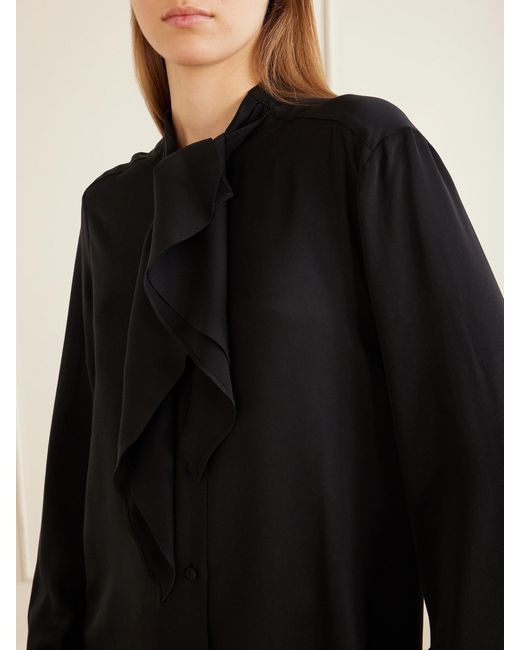 Max Mara Black Mxmleccio Bow-Detail Silk-Crepon Blouse