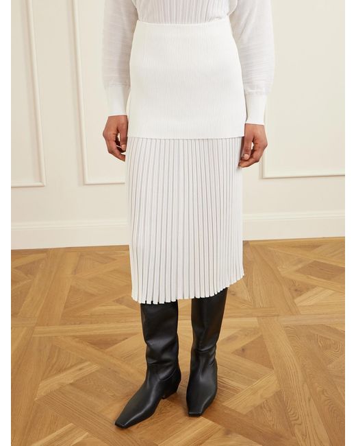 Proenza Schouler White Luiza Ribbed-Knit Midi Skirt
