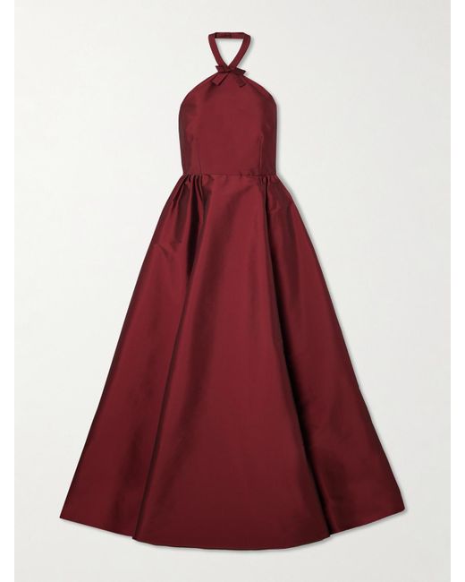 BERNADETTE Red Jones Taffeta Halterneck Gown