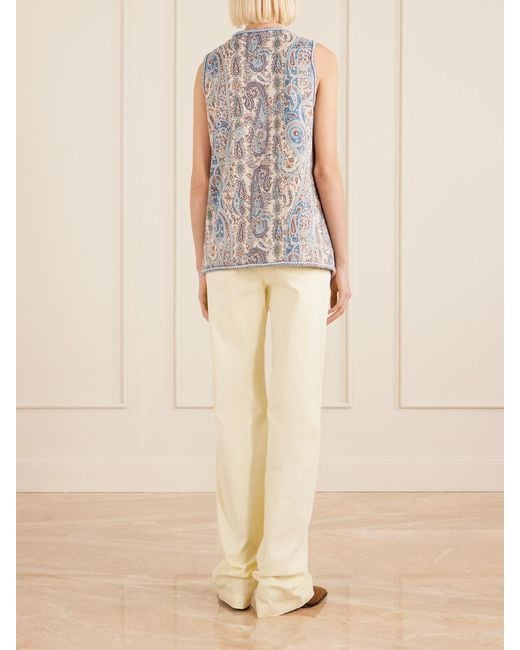 Etro Blue Weste Aus Jacquard Aus Einer Baumwollmischung Mit Paisley-Muster