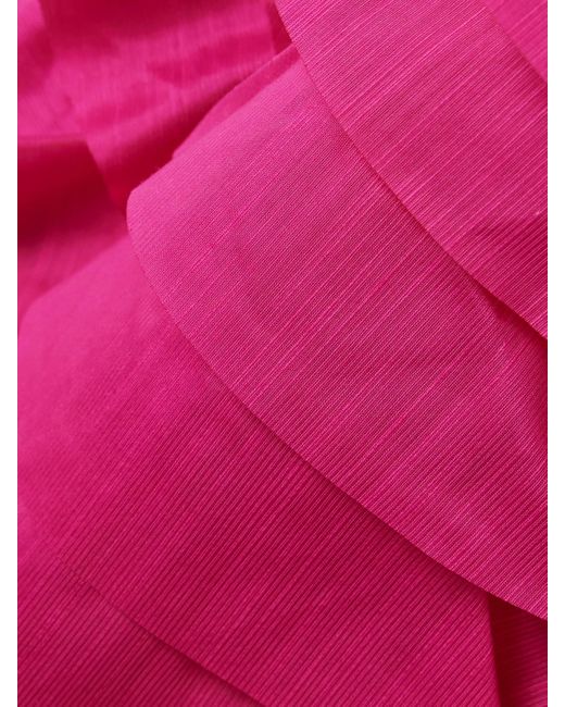 Aje. Pink Fleur Strapless Ruffled Tiered Gauze Gown