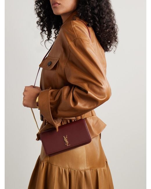 Saint Laurent Red Cassandre Strap Leather Phone Case