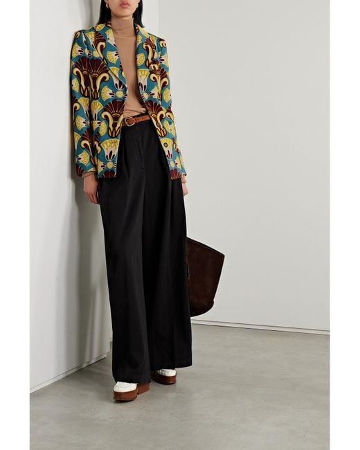 LaDoubleJ Green 24/7 Printed Cotton-Velvet Blazer