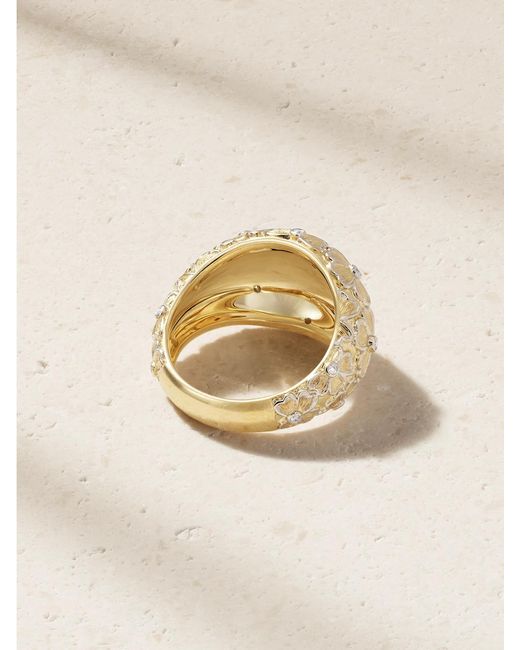 Yvonne Léon Natural Bague Dôme Fleurie 9-Karat And Diamond Ring