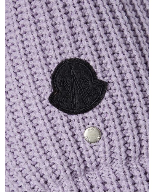 Moncler Genius Purple Quilted Ribbed-Knit Down Jacket