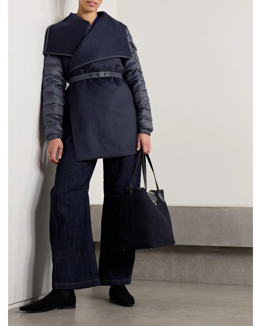 Moncler Blue Daunenjacke Aus Filz Aus Einer Wollmischung Und Gestepptem Shell