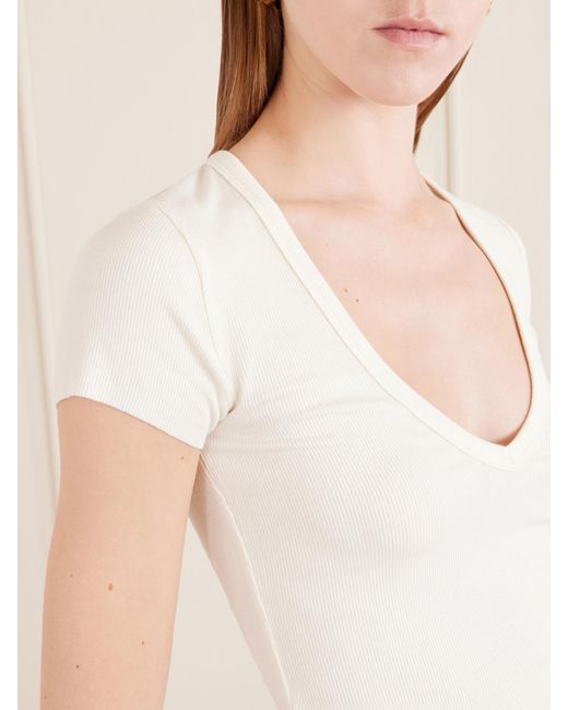ÉTERNE White Ribbed Jersey T-Shirt