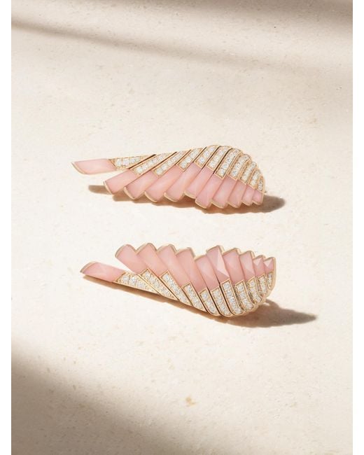 Garrard Natural Wings Rising 18-Karat Rose, Opal And Diamond Earrings