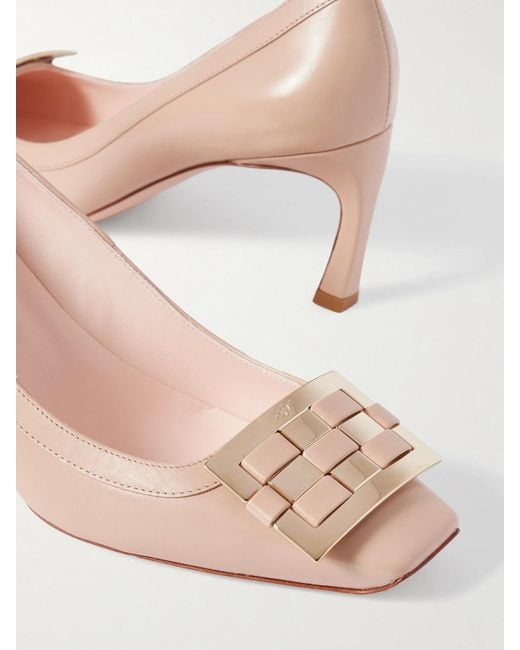 Roger Vivier Pink Belle Vivier Trompette 70 Buckled Patent-Leather Pumps