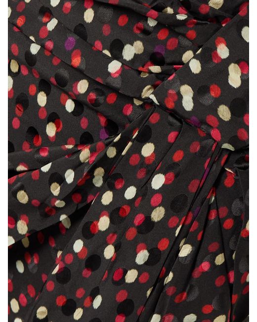 Isabel Marant Red Asymmetric Draped Polka-Dot Stretch-Silk Dress