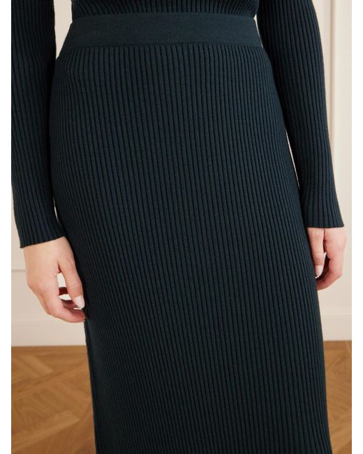 Zimmermann Blue Valiant Knit Wool Midi Skirt