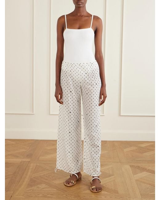 Kiki de Montparnasse White Kiki Polka-Dot Cotton And Silk-Blend Balloon Pants