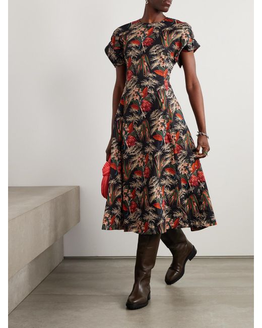 Ulla Johnson Devon Floral print Cotton poplin Midi Dress Lyst UK
