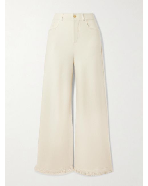 arch4 Natural Storme Frayed Organic Wool And Cashmere-Blend Wide-Leg Pants