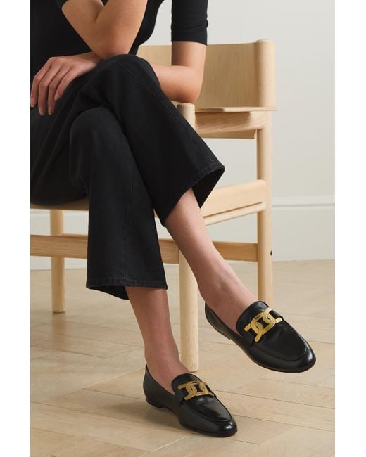 Tahiti Interconnect svulst Tod's Embellished Leather Loafers in Black | Lyst Australia