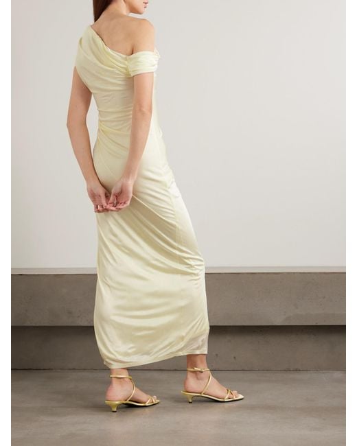 Galvan White Schulterfreies Maxikleid Aus Stretch-Jersey Mit Raffungen