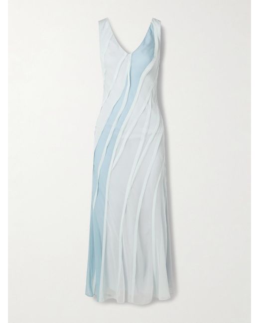 Jason Wu Blue Paneled Silk-Chiffon Maxi Dress