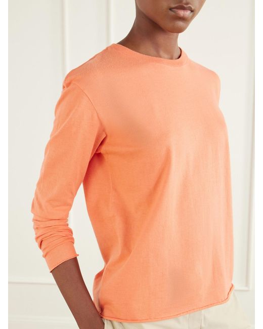 Auralee Orange Cotton And Cashmere-Blend T-Shirt