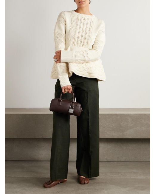 Sacai Natural Zopfstrickpullover Aus Wolle