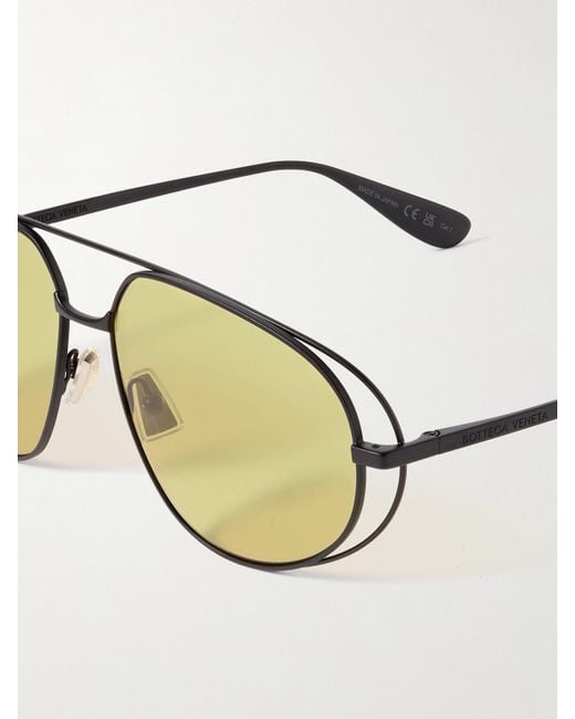 Bottega Veneta Metallic Aviator-Style Gunmetal-Tone Sunglasses