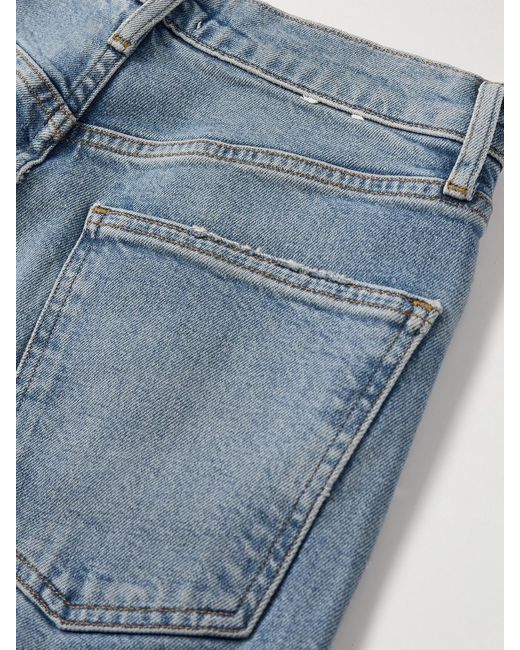 Agolde Blue High Rise Stovepipe Frayed Straight-Leg Organic Jeans