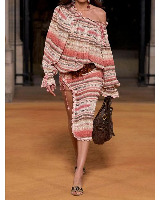 Isabel Marant Pink Nalyna Striped Crocheted Cotton-Blend Sweater