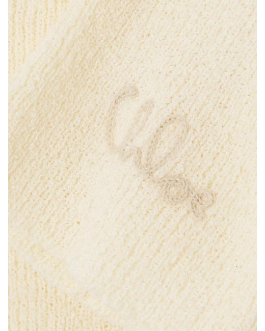 Chloé Natural T-Shirt Aus Geripptem Bouclé Aus Einer Baumwollmischung Mit Picot-Besatz