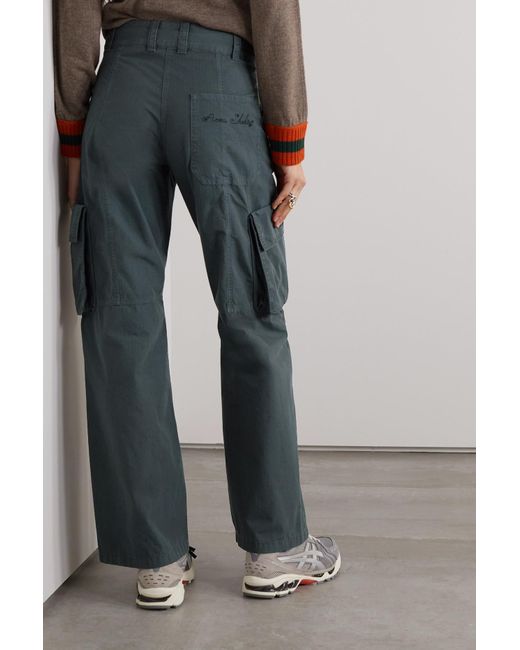 Cotton-ripstop wide-leg cargo pants