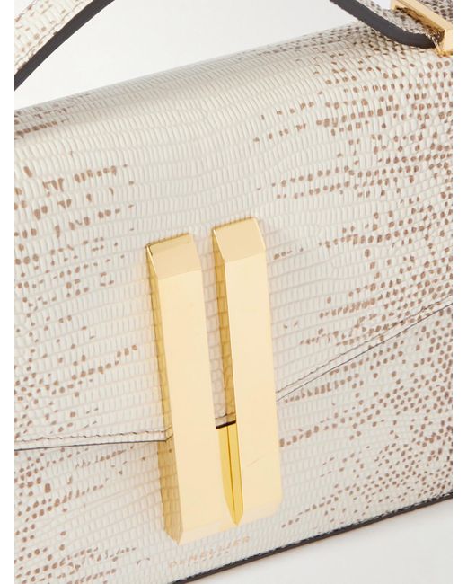 DeMellier London Natural The Vancouver Clutch Aus Leder Mit Eidechseneffekt