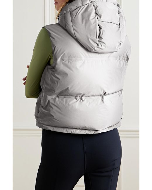Aztech Mountain Gray Snowbird Cropped Quilted Shell Hooded Down Vest