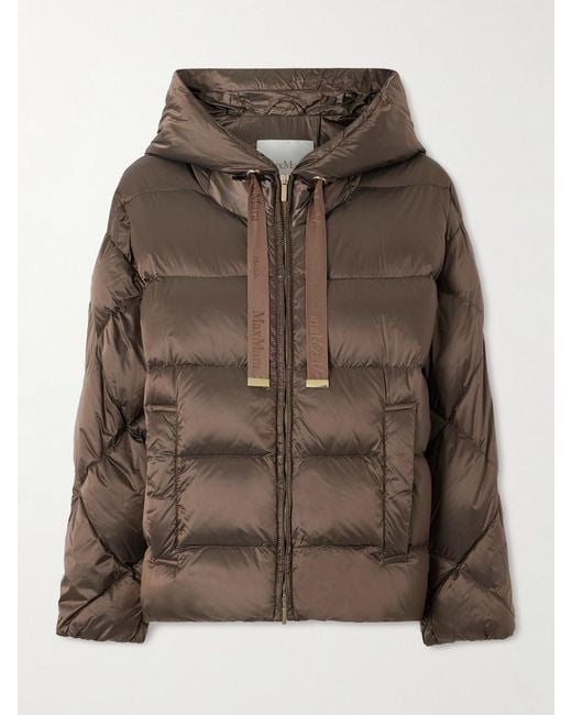 Max Mara Brown The Cube Hooded Quilted Shell Down Jacket