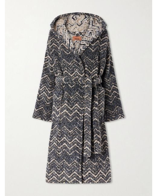 Missoni Gray Azul Hooded Cotton Robe