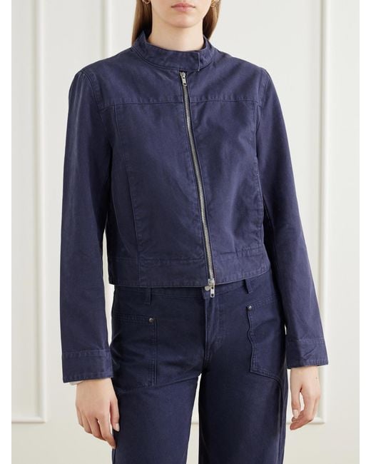 Still Here Blue Car Cotton-Canvas Jacket